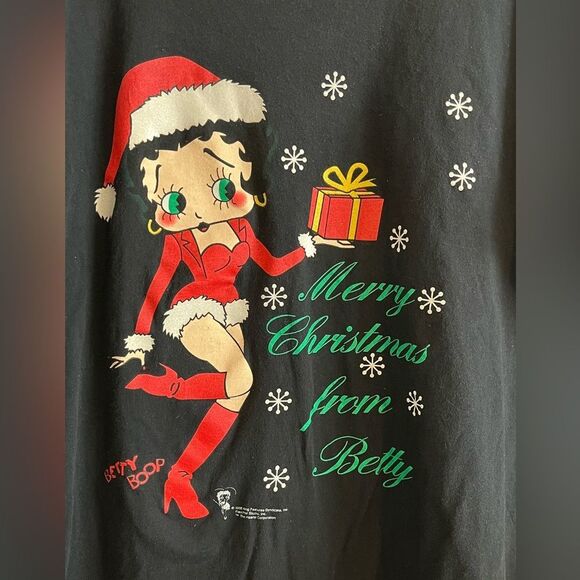 VINTAGE Betty Boop Merry Christmas t-shirt 1998 Oversized One Size Fits All - Picture 1 of 5